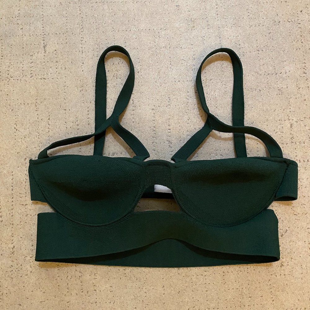 KHAITE Cage Strappy Crop Top Bralette Bustier in Green - Picture 2 of 6